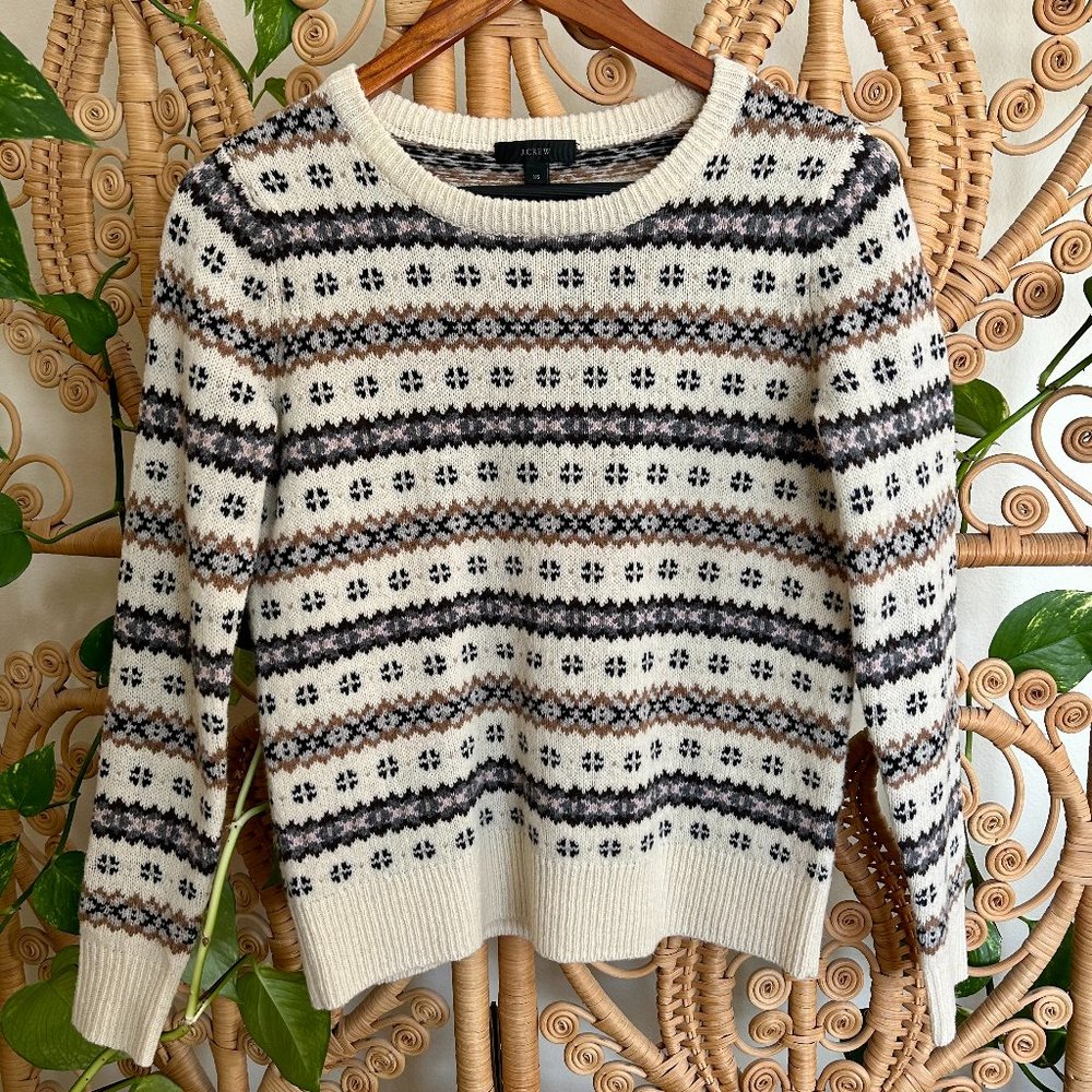 J. Crew Fair Isle Crewneck Wool Sweater XSmall